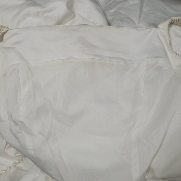 Alfred Angelo White Pearl Beaded Train Bridal A-Line #1973 Wedding Dress Gown 16 - Picture 7 of 16